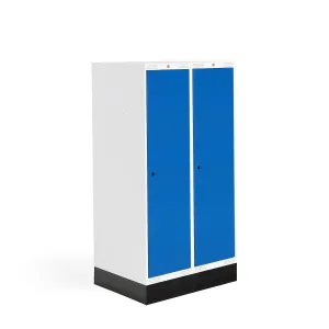 Šatní skříňka ROZ, 2 sekce, se soklem, 1510x800x550 mm, modrá
