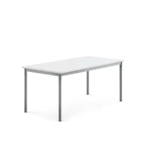 Stůl BORÅS, 1400x700x600 mm, stříbrné nohy, HPL deska, bílá