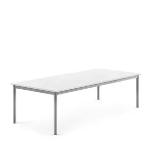 Stůl BORÅS, 1800x800x500 mm, stříbrné nohy, HPL deska, bílá