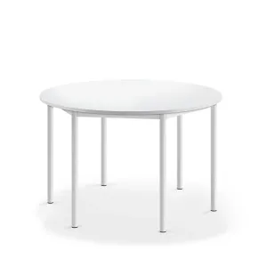 Stůl BORÅS, Ø1200x720 mm, bílé nohy, HPL deska, bílá