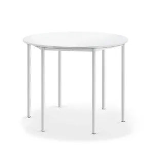 Stůl BORÅS, Ø1200x900 mm, bílé nohy, HPL deska, bílá