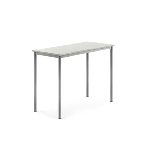 Stůl SONITUS, 1200x600x900 mm, stříbrné nohy, HPL deska tlumící hluk, šedá