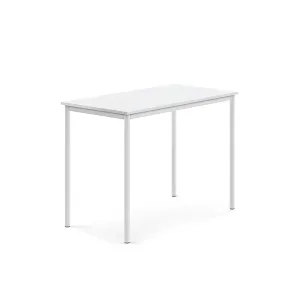 Stůl SONITUS, 1200x700x900 mm, bílé nohy, HPL deska tlumící hluk, bílá