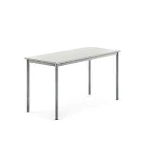 Stůl SONITUS, 1400x600x720 mm, stříbrné nohy, HPL deska tlumící hluk, šedá