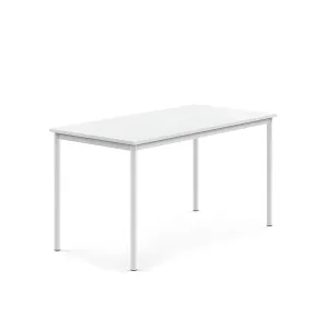 Stůl SONITUS, 1400x700x720 mm, bílé nohy, HPL deska tlumící hluk, bílá
