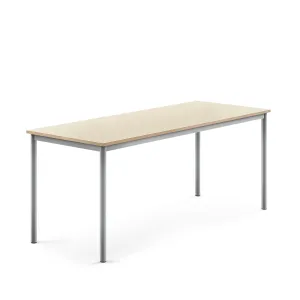 Stůl SONITUS, 1800x700x720 mm, stříbrné nohy, HPL deska tlumící hluk, bříza