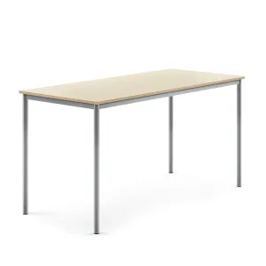 Stůl SONITUS, 1800x800x900 mm, stříbrné nohy, HPL deska tlumící hluk, bříza