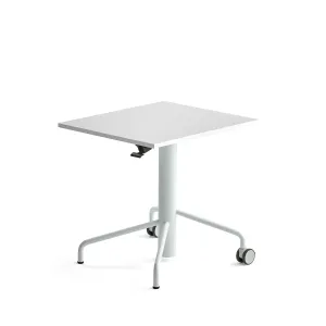 Výškově nastavitelný stůl ARISE, 600x700 mm, bílá podnož, akustické lamino, bílá
