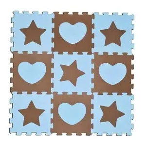 Sun Ta Toys Pěnové puzzle Hvězdy a srdce modré S4 (30x30)