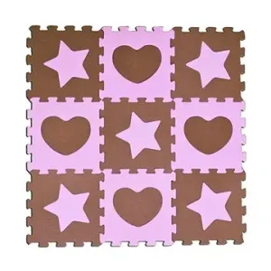 Sun Ta Toys Pěnové puzzle Hvězdy a srdce růžové S4 (30x30)