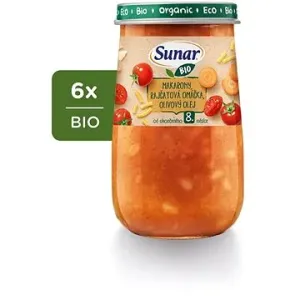 Sunar BIO příkrm makaróny, rajčatová omáčka, olivový olej 8m+, 6× 190 g