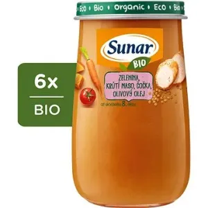 Sunar BIO příkrm zelenina, krůtí maso, čočka, olivový olej 6× 190 g