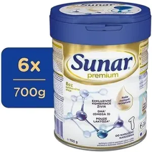 Sunar Premium 1 počáteční kojenecké mléko, 6× 700 g
