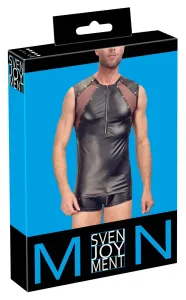 Svenjoyment - men's top with zipper and transparent inserts (black)S