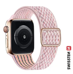 SWISSTEN řemínek pro Apple Watch nylonový, 42 / 44 / 45 / 49 mm Barva: růžová (se sponou)