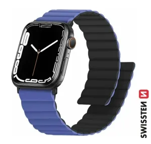 SWISSTEN řemínek pro Apple Watch silikonový, magnetický, 42 / 44 / 45 / 49 mm Barva: modro/černá