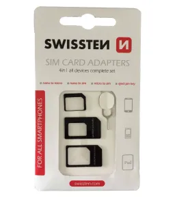 Sada SIM adaptérů + jehla Swissten, 4v1
