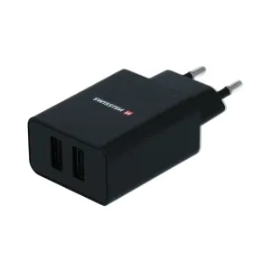 SWISSTEN síťový adaptér 2x USB, 10W, SMART IC Barva: Černá