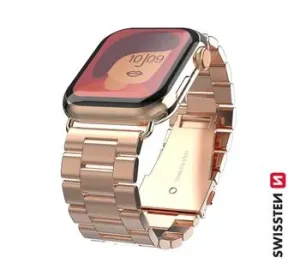 SWISSTEN řemínek pro Apple Watch kovový 42-44 mm Barva kabelu: Růžovo-zlatá