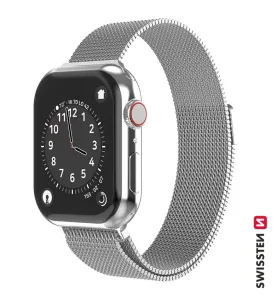SWISSTEN řemínek pro Apple Watch milánský tah, šířka 42-44 mm Barva: Stříbrná