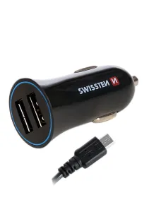SWISSTEN autonabíječka 2xUSB, 2,4 A + kabel USB/micro USB