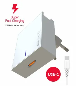 SWISSTEN síťová nabíječka pro Samsung, Super Fast Charging 25 W + datový kabel USB-C / USB-C, 1,2 m bílá