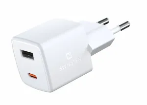 Swissten mini síťový adaptěr GaN 1x USB-C + 1x USB 30W Power Delivery