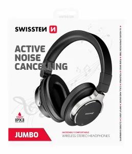 SWISSTEN JUMBO ANC Bluetooth bezdrátová sluchátka, černá
