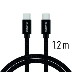 SWISSTEN datový kabel USB-C / USB-C s textilním opletem, délka 1,2 m Barva kabelu: Černý