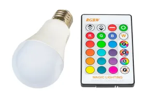 T-LED RGBW LED žárovka 5W E27 Barva světla: RGB + studená bílá 021171