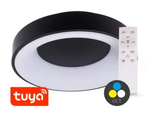 T-LED SMART TUYA Černé LED stropní svítidlo kulaté 480mm 48W CCT s DO 105556