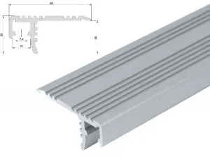T-LED Hliníkový profil schodišťový ST 2m pro LED pásky, eloxovaný stříbrný
