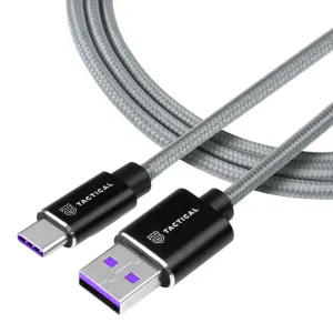 USB dobíjecí kabel Tactical Fast Rope Aramid Cable USB-A/USB-C Super Charge 1m šedý