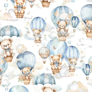 Bavlna premium Takoy modrý medvídek v balonu