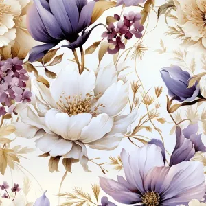 Průhledný šifon fialové květy Vilma