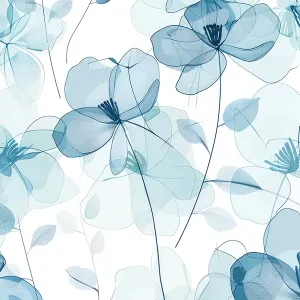 Průhledný šifon modré kouřové květiny
