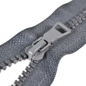 Zip Sarah kostěný dělitelný 5mm - tmavě šedá 30 cm