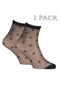 Černé vzorované silonkové ponožky 99514P2 - dvojbalení