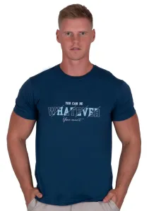 Pánské jednobarevné tričko s krátkým rukávem TDS Barva/Velikost: jeans / XL/XXL #5524390