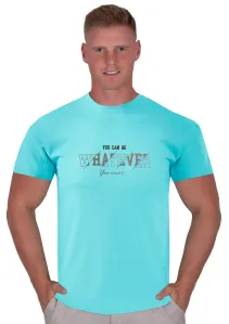 Pánské jednobarevné tričko s krátkým rukávem TDS Barva/Velikost: tyrkys / S/M