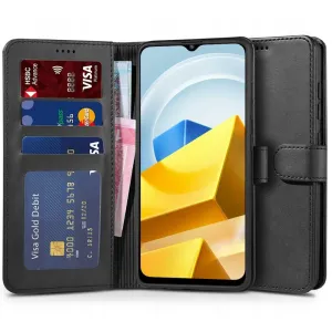 Tech-Protect Wallet knížkové kožené pouzdro na Xiaomi Poco M5, černé