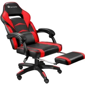 Herní kancelářská židle Comodo s podnožkou, černá/červená