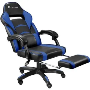 Herní kancelářská židle Comodo s podnožkou, černá/modrá
