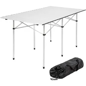 Kempingový stolek hliníkový skládací 140 × 70 × 70 cm šedý