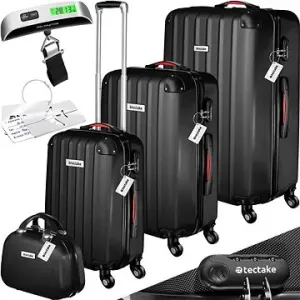 Tectake Cestovní kufry Cleo s váhou na zavazadla – sada 4 ks - černá