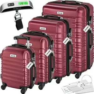 Tectake Cestovní pevné kufry Mila s váhou na zavazadla – sada 4 ks - vínová