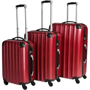 Sada 3 pevných cestovních kufrů červená #3954226