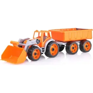 Traktor-nakladač-bagr s vlekem se lžící plast na volný chod zelená vlečka