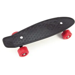 Skateboard 43cm, nosnost 60kg, plastové osy, černý, červená kola