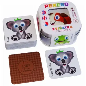 Pexeso 64 voděodolných karet v plechové krabičce Zvířátka, 6 x 6 x 4 cm